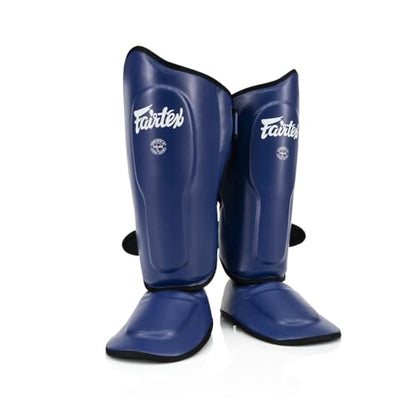 Fairtex SP9 Ultra Ergo Shin Pads | Muay Thai, Kickboxing Shin Guards Made with Syntek Leather - color: Blue, size: Small