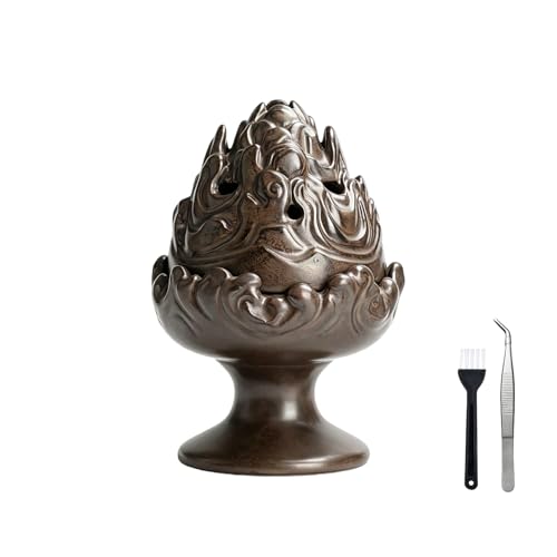 Incense Burner, Coil Cone Stick Ceramic Incense Burner Holder, Tweezers & Brush Included - Perfect for Home, Office, Yoga, Meditation, SPA, or Tea Ceremony