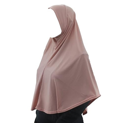 Women's Instant Hijab Muslim Headscarf Prayer Scarf Soft Breathable Stretchy Wrap - color: Dark Pink