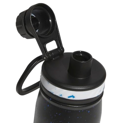 adidas Stainless Steel Metal Water Bottle 20 oz (600 mL) Screw Cap - color: Black/Bright Royal Blue/White