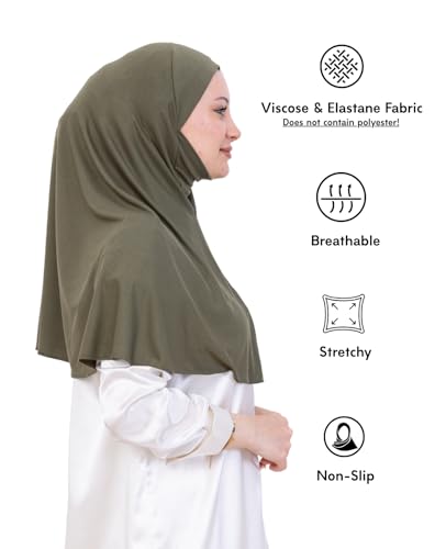 Prien Easy To Wear Hijab For Women, Muslim Instant Turban With Niqab, Islamic Clothes, Soft Scarf For Prayer, Abaya, Khimar - color: Khaki