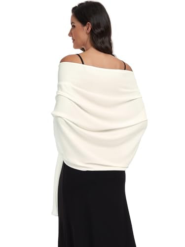 Chiffon Shawl and Wraps for Women Warm Scarves Wedding Evening Bridal Scarfs Pashmina Shawls - color: Ivory
