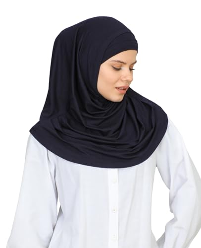 Prien Chic Ready To Wear Hijab For Women, Muslim Long Turban Undercap Set, Instant Scarf, Prayer Clothes For Girls, Abaya - color: Navy Blue