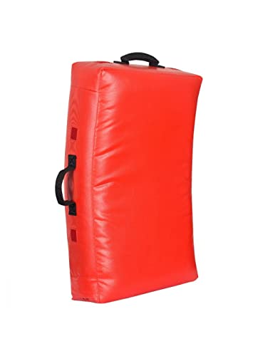 Kicking Shield Curved Muay Thai Strike Pad for Boxing, MMA Taekwondo Karate, Ideal for Martial Arts Suitable for Football, Basketball, Hokey, Lacrosse 28″x15″ - color: Red