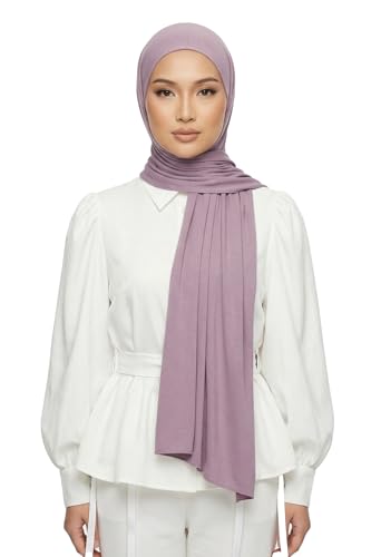 Aisha's Design Neck-Covering Practical Jersey Hijab with Built-In Ninja Bonnet - color: Lilac