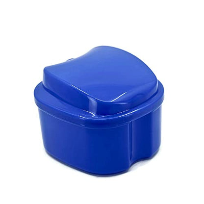 Denture Case, Denture Box with Strainer, Night Cleaner Denture Bath Box for Retainer, Mouthguard, False Teeth, and Denture Cleaning (Dark Blue) - color: Dark Blue