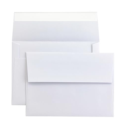 PONATIA 5x7 Envelopes, Black Self- Adhesive White A7 Envelopes - 50 Pack - color: White