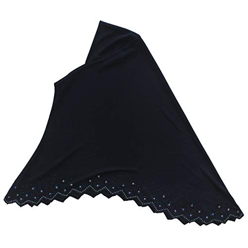 Girls Hijab with Rhinestones – Sparkly Non-Slip Amira Scarf for Kids, for Daily Prayer, School, Ramadan & Eid (Ages 4-12) - color: Navy Blue
