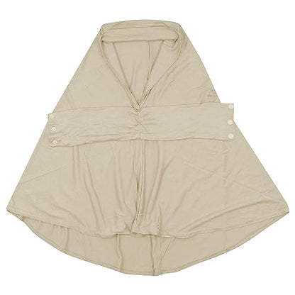 AIBEARTY Women Fashion Instant Muslim Turban Hijab with Snap Fastener Breathable Headscarf Bonnet Cap Turban Hat Shawl - color: Modal Beige-3 Buttons