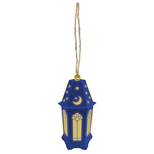 Eid Celebration Blue Mini LED Lantern - 5"x 2.37" (1 Pc.) - Stunning & Unique Design - Perfect for Ramadan Nights and Festive Gatherings