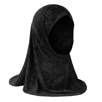 GREUS 2Pcs Kids Hijab for 2-6Y Girls Muslim Headscarf One Piece Hijabs Khimar Islam Arab Scarf Turban Bandana Hat Head Wrap - color: Set a (Black + Red)