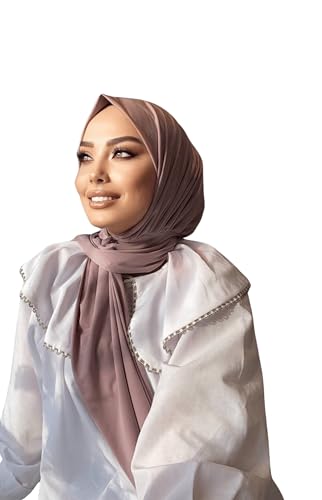 Instant Hijab Scarf for Women – Soft, No-Iron, No-Pins, Ready-to-Wear Hijab – Stretchy & Lightweight Polyester Fabric - color: C4 Lilac