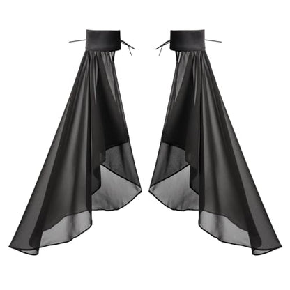 KUOIN Women's Long Flowy Bell Sleeves, Detachable Goth Arm Mesh Gloves for Wedding Party Renaissance Costume Accessories - color: Black Lace Up
