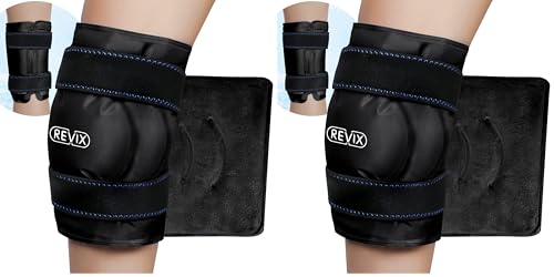 REVIX XL Ice Pack for Knee Replacement Recovery, Ice Wrap with Cold Compression for Discomfort and Fatigue, Gel Cold Pack Wrap Around Entire Knee, Promoting Flexibility and Mobility (Pack of 2) - size: XL (Pack of 2), style: Black-XL