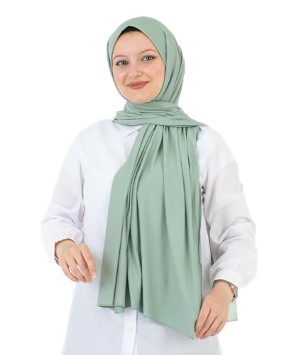 Prien Hijab for Women Viscose Scarf Lightweight Muslim Hijabs Long Shawl Islamic Scarves Turkey Silk Headscarf for Womens - color: Light Green