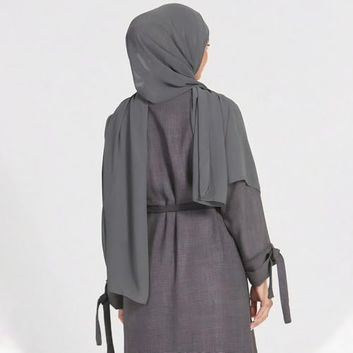Yeieeo Chiffon Head Wraps for Women - Solid Color Fashion Bubble Chiffon Scarf Hijab - color: Dark Grey