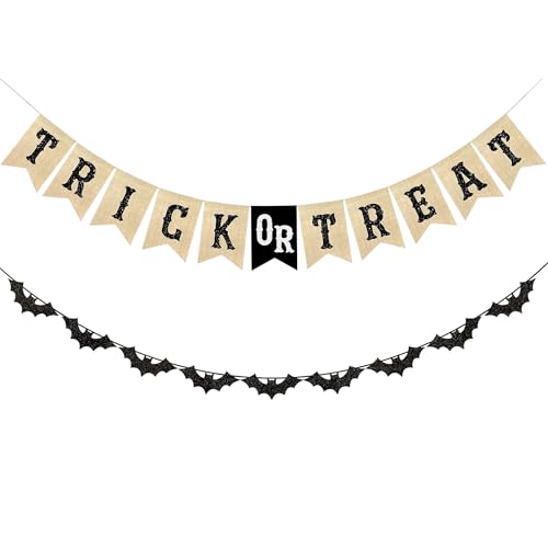 Halloween Trick or Treat Burlap Banner Halloween Decorations - color: Halloween