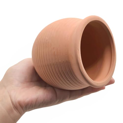 Pottery Jar Clay Vase Cichlid Fish Play Hide Breed Habitat (Red Pots, 2pcs) | natural ceramic non-toxic, promote health vitality, sense of security and comfort - color: Red Pots, 2pcs