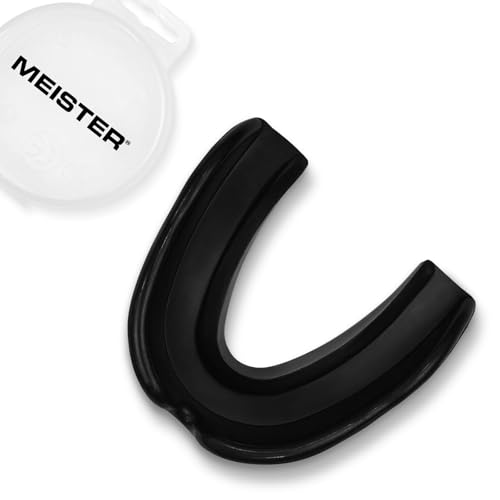 Meister Moldable Single Mouth Guard w/Case - Black | Custom-molded boil-and-bite fit, upper-teeth coverage for MMA, boxing, sparring and contact sports - color: Black