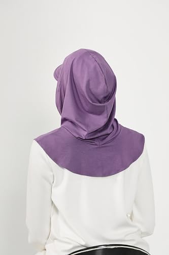 Aisha's Design Full Coverage Cotton Bonnet Hijab with Visor Modest Underscarf Bonnet - color: Purple