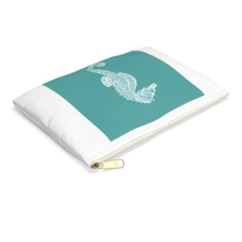 3dRose Teal blue seahorse print Sea Horse Ocean marine beach aquarium aquatic Accessory Pouch Small - size: Small