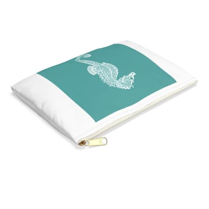 3dRose Teal blue seahorse print Sea Horse Ocean marine beach aquarium aquatic Accessory Pouch Small - size: Small