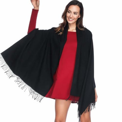 Pashmina Shawl Wraps Scarves Evening Dresses Wedding Bridesmaid for Women - color: 01-black