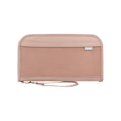 Passport Holder, RFID Travel Waterproof Passport Wallet Organizer Multi-functional Travel Document Organizer with Wrist Strap for Women, Men (Pink) - color: Pink