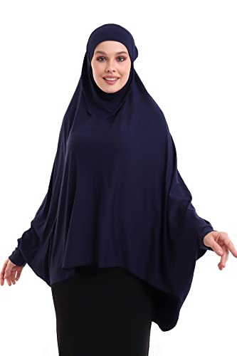 ihvan online, Women Muslim Hijab Cover, Islamic Khimar, Long Salah Clothes. Prayer Hijab for Women - color: Navy Blue