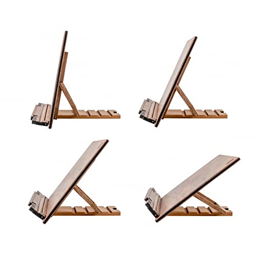 TILISMA Wooden Cook Book Stand – Handmade Walnut Book Holder for Reading Hands Free – Cookbook Stand for Kitchen Counter – Recipe Holder – Reading Accessories for Kitchen – Cookbook in Ipad and Tablet