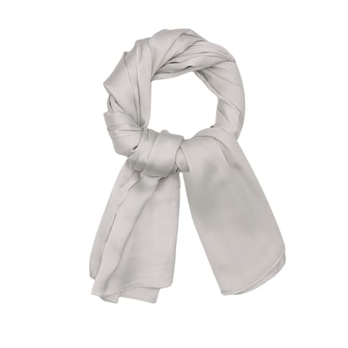JUMISEE Silky Satin Hijab Scarf for Women Fashion Crinkle Crepe Instant Muslim Islamic Hijab Head Wrap Long Shawls - color: Light Grey