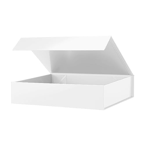 PACKHOME Gift Box 11.5x8x2.5 Inches, Sturdy Shirt Box with Magnetic Lid for Multiple Occasions (Glossy White) - color: 11x7.8x2.3 Inch-White-Pack of 1