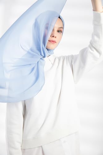 Chiffon Hijab Scarf For Women - Made in Turkiye - color: Bayb Blue