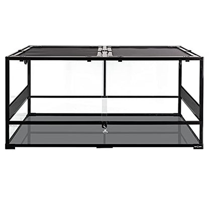 REPTIZOO Large Reptile Terrarium, Tall & 48 INCH Wide Reptile Tank with Sliding Door Top Screen Ventilation & Anti Escape Lid (48" W X 24" D X 24" H (Full Glass & Side Mesh Panel Switchable)) - size: 24 x 24 x 48 Inches