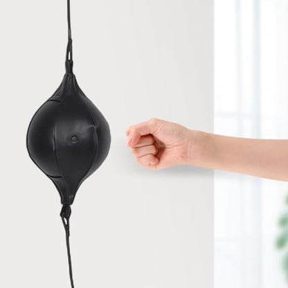 Cabilock Double End Boxing Ball Pu Speed Bag with Rope, Air Pump, Needle, and Hook – Hanging Reflex Training Equipment for Home Boxing Fitness and Reaction Coordination