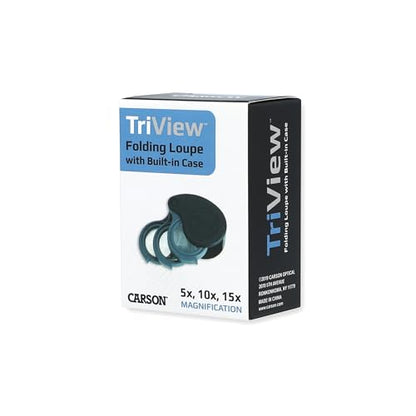 Carson TriView 5x/10x/15x Folding Loupe Magnifier with Built-in Case, 3-in-1 Portable Loupe Magnifying Glass - Adjustable Magnification, Great for Jewelry (TV-15)
