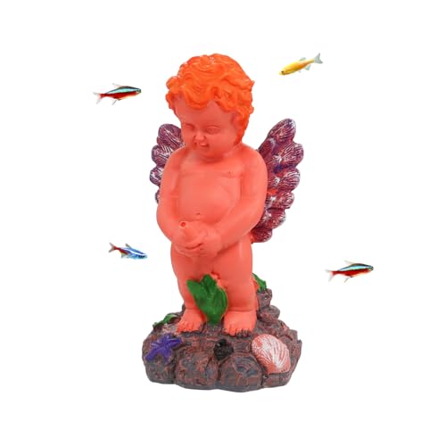 WishLotus Mini Volcano Aquarium Bubbler Decorations, Resin Fish Tank Decorations with Bubble Stone (Angel)