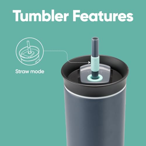 Owala Stainless Steel Triple Layer Insulated Travel Tumbler with Spill Resistant Lid and Straw, BPA Free, 24 oz, Black/Grey (Foggy Tide) (Pack of 12) - color: Foggy Tide, size: 40 Ounces (Pack of 12)