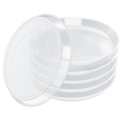 FUIJOL 6 Pack Clear Plant Saucer, Durable Plant Drip Trays Saucers for Pots, No Holes Water Catcher Trays for Indoor Outdoor Planter, Sturdy Base Plate (Clear, 6.2"-6Pack) - size: 6.2"-6Pack