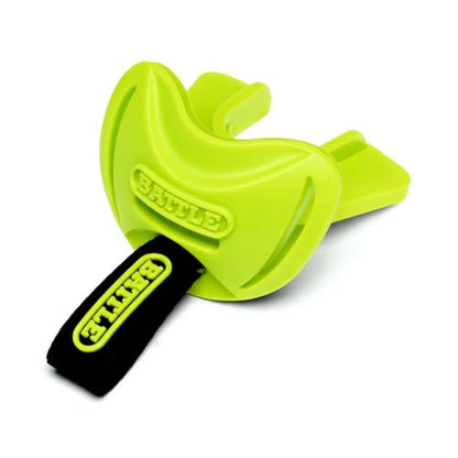 Battle Sports Speedtab F7 Football Mouthguard, Neon Yellow/Black | No-boil design ready to use out of the package, Braces compatible, Pull tab finger strap for quick removal, Secure fit - color: Neon Yellow/Black