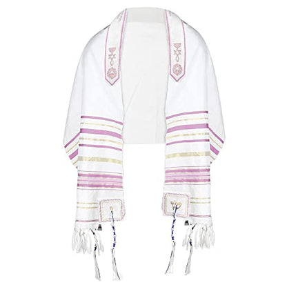 HalleluYAH Messianic Tallit Prayer Shawl 72"x 22" with Bag For Men & Women - color: Light Purple