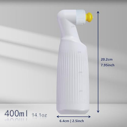 2-Pack Travel Bidet, 400ml/14.1oz Portable Handheld Bottle, White, with Lockable Nozzle and Flip-Top Cap