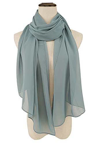 YOUR SMILE for Women Lightweight Breathable Solid Color Soft Chiffon Long Fashion Scarves Sun-proof Shawls Wrap - color: Light Teal