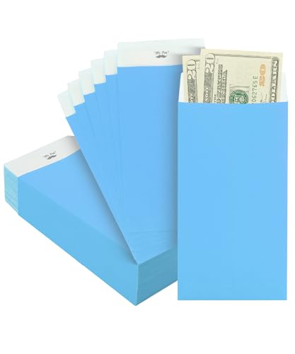 Mr. Pen- Money Envelopes for Cash, 6.5" x 3.5", 100 Pack, Kraft Paper | Self-Adhesive Bulk Cash Envelopes for Budgeting, Money and Coin Saving, Check, Budget, Small Item Organizing - color: Sky Breeze, size: 100 Pack