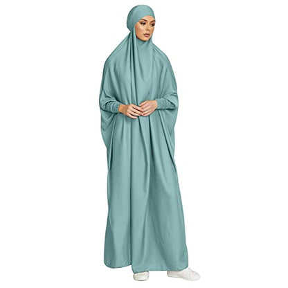 ODIZLI Muslim One Piece Prayer Hijab Dress Women Hooded Abaya Full Cover Islam Dubai Modest Robe - color: Mint Green, size: One Size