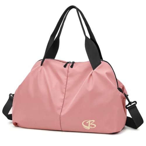 17 inch Gym Bag for Women Small Light Pink with Wet Pocket, Overnight Travel Sports Tote Bags for Fitness, Workout - color: Light Pink
