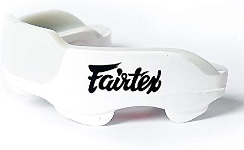 Fairtex MG3 Gel Mouth Guard, Adult, BPA Free Muay Thai MMA Gum Protection | Thermoplastic moldable liner with heavy-duty rubber shock frame. Dual-layer dental shield absorbs impacts in the ring - color: White