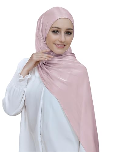 Lina & Lily Sheen Shimmer Women's Crepe Scarf Shawl Wrap Head Hijab Lightweight - color: Dusty Pink