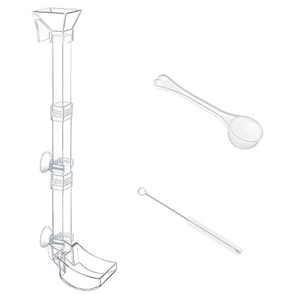 Aquarium Fish Shrimp Feeding Dish Set Clear Fish Feeder Tube and Dish with Cleaning Brush and Measuring Spoon for Feeding Shrimp and Preventing Food Scattering Feeding Supplies for Shrimp Large - size: Large