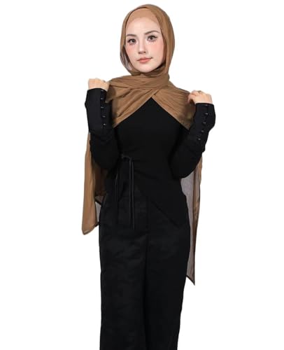 Modal Cotton Hijab Scarf for Women with Undercap Set - color: Brown